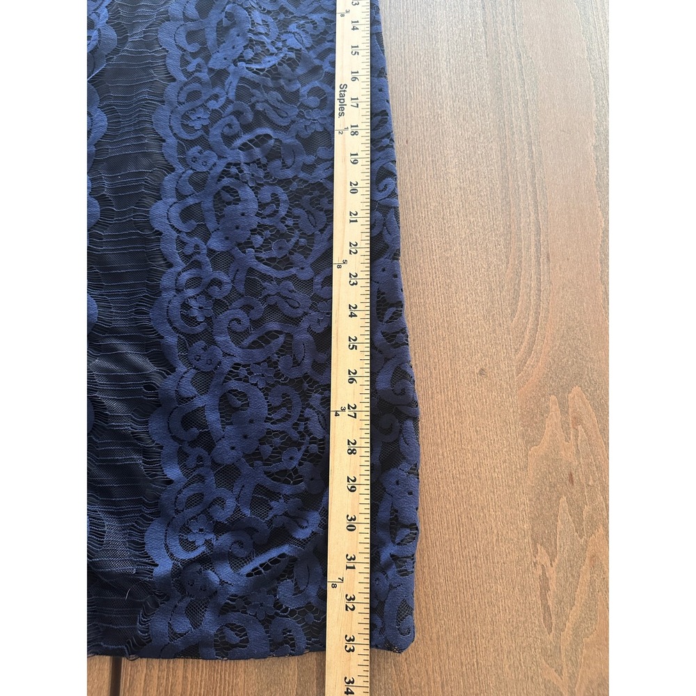 Erin Fetherston Navy Blue Lace Sheath Dress 3/4 Sleeve Midi Size 8 - Picture 7 of 7